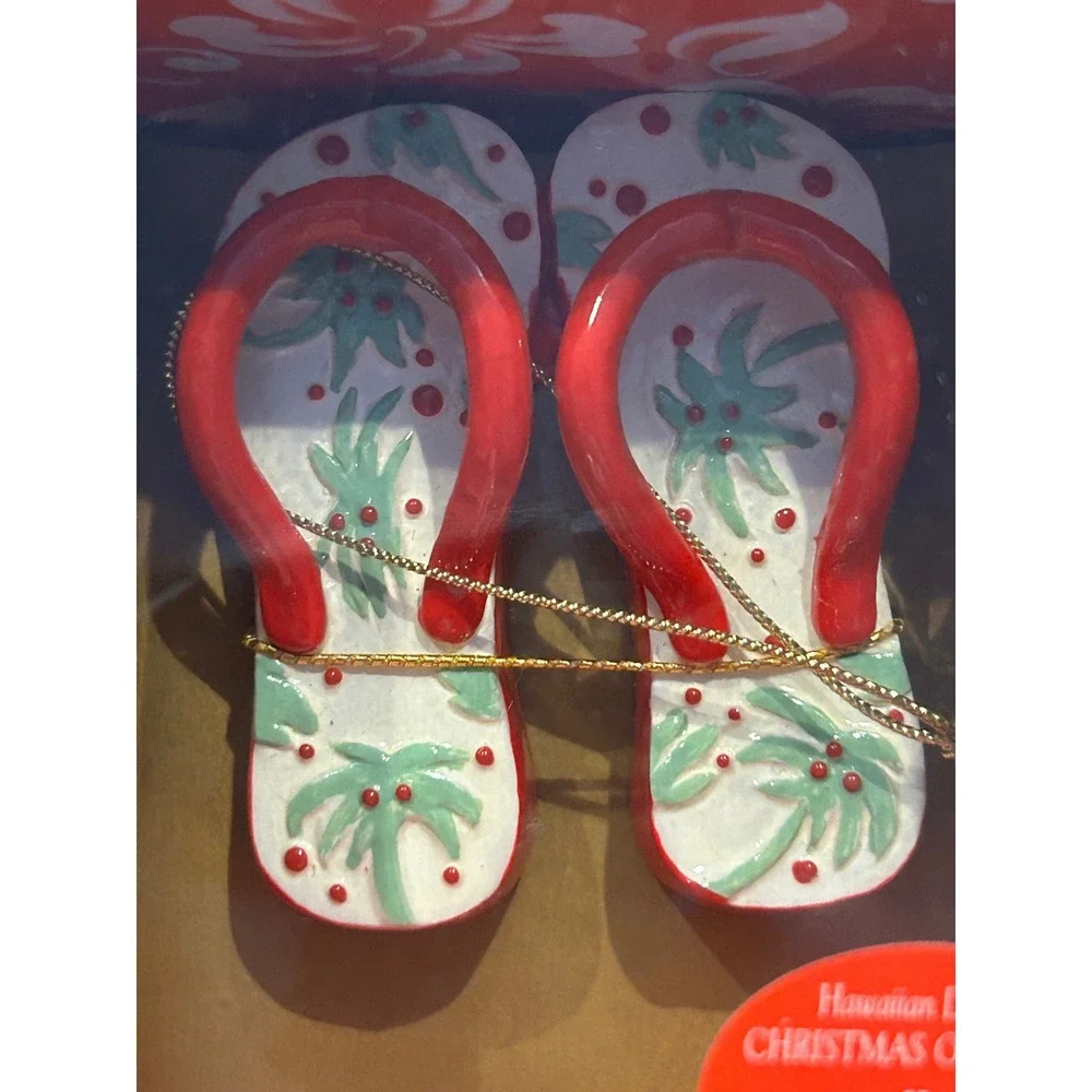 Island Heritage Mele Slippas Hawaiian Christmas Ornament Hand‎ Painted NIB